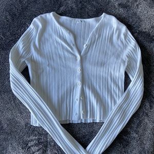 white ribbed button up longsleeve from garage
